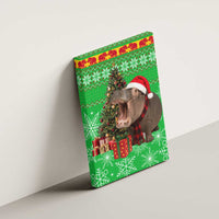 Mali Christmas Canvas Wall Art with Hippo Santa Hat Snowflakes and Holiday Gift - Wonder Print Shop