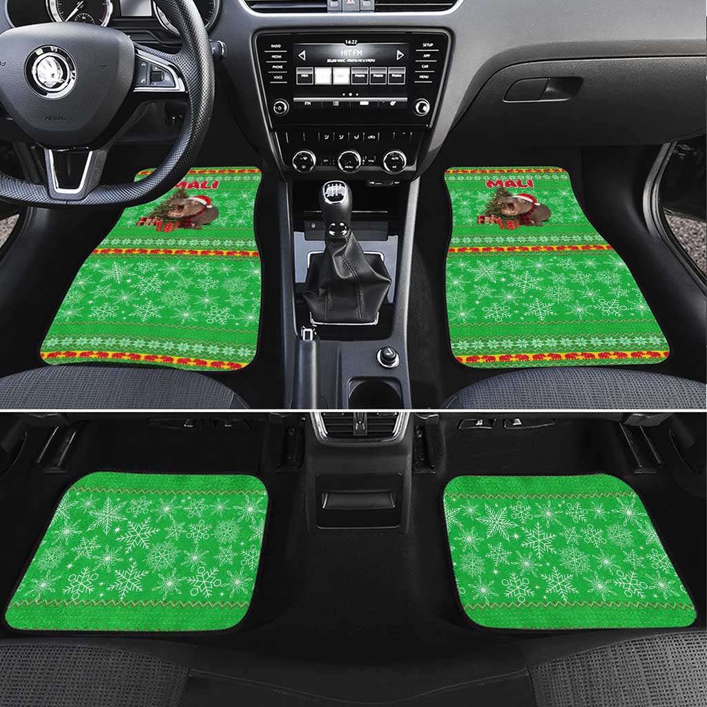 Mali Christmas Car Mats with Hippo Santa Hat Snowflakes and Holiday Gift - Wonder Print Shop