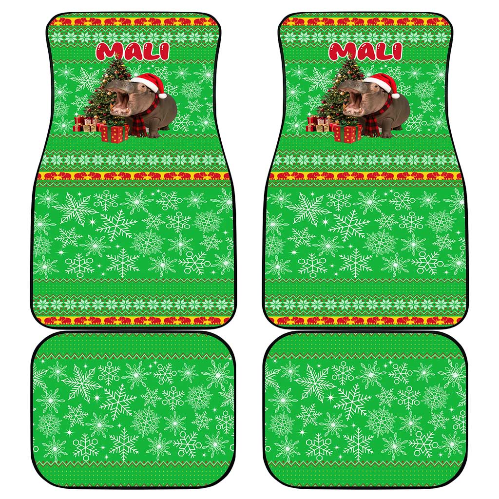 Mali Christmas Car Mats with Hippo Santa Hat Snowflakes and Holiday Gift - Wonder Print Shop