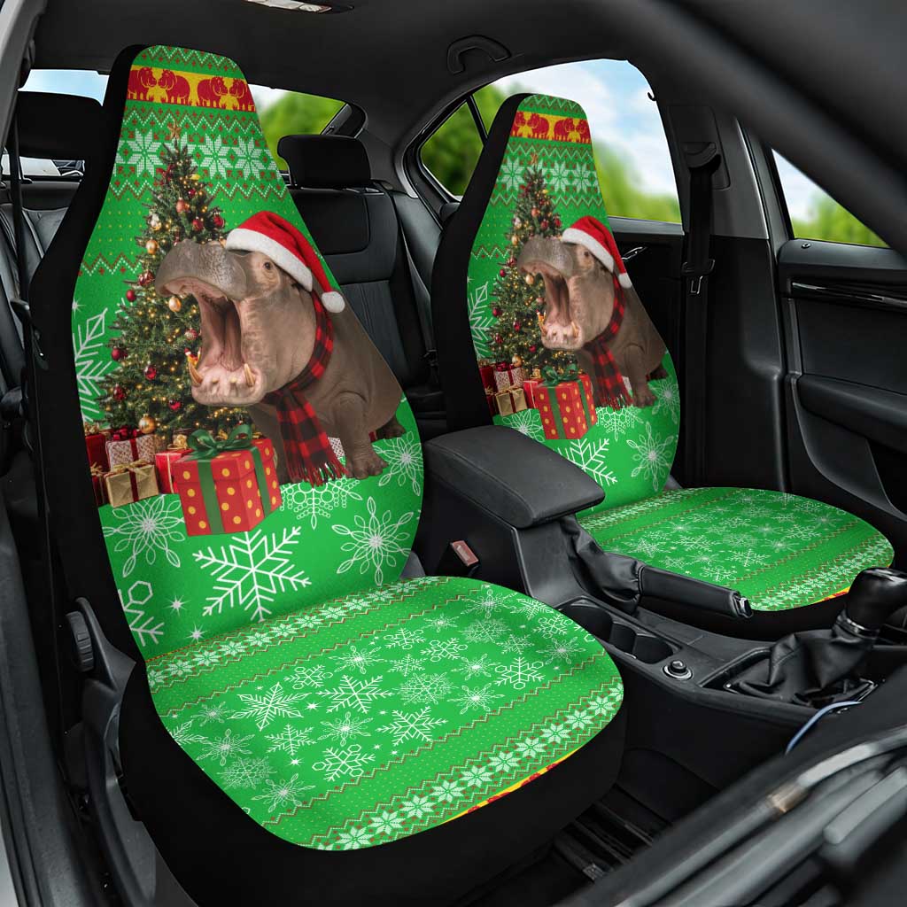 Mali Christmas Car Seat Cover with Hippo Santa Hat Snowflakes and Holiday Gift - Wonder Print Shop