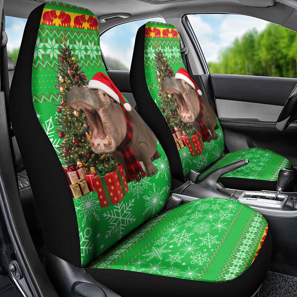 Mali Christmas Car Seat Cover with Hippo Santa Hat Snowflakes and Holiday Gift - Wonder Print Shop