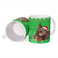 Mali Christmas Ceramic Mug with Hippo Santa Hat Snowflakes and Holiday Gift - Wonder Print Shop