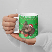 Mali Christmas Ceramic Mug with Hippo Santa Hat Snowflakes and Holiday Gift - Wonder Print Shop