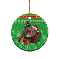 Mali Christmas Ceramic Ornament with Hippo Santa Hat Snowflakes and Holiday Gift - Wonder Print Shop
