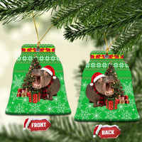 Mali Christmas Ceramic Ornament with Hippo Santa Hat Snowflakes and Holiday Gift - Wonder Print Shop
