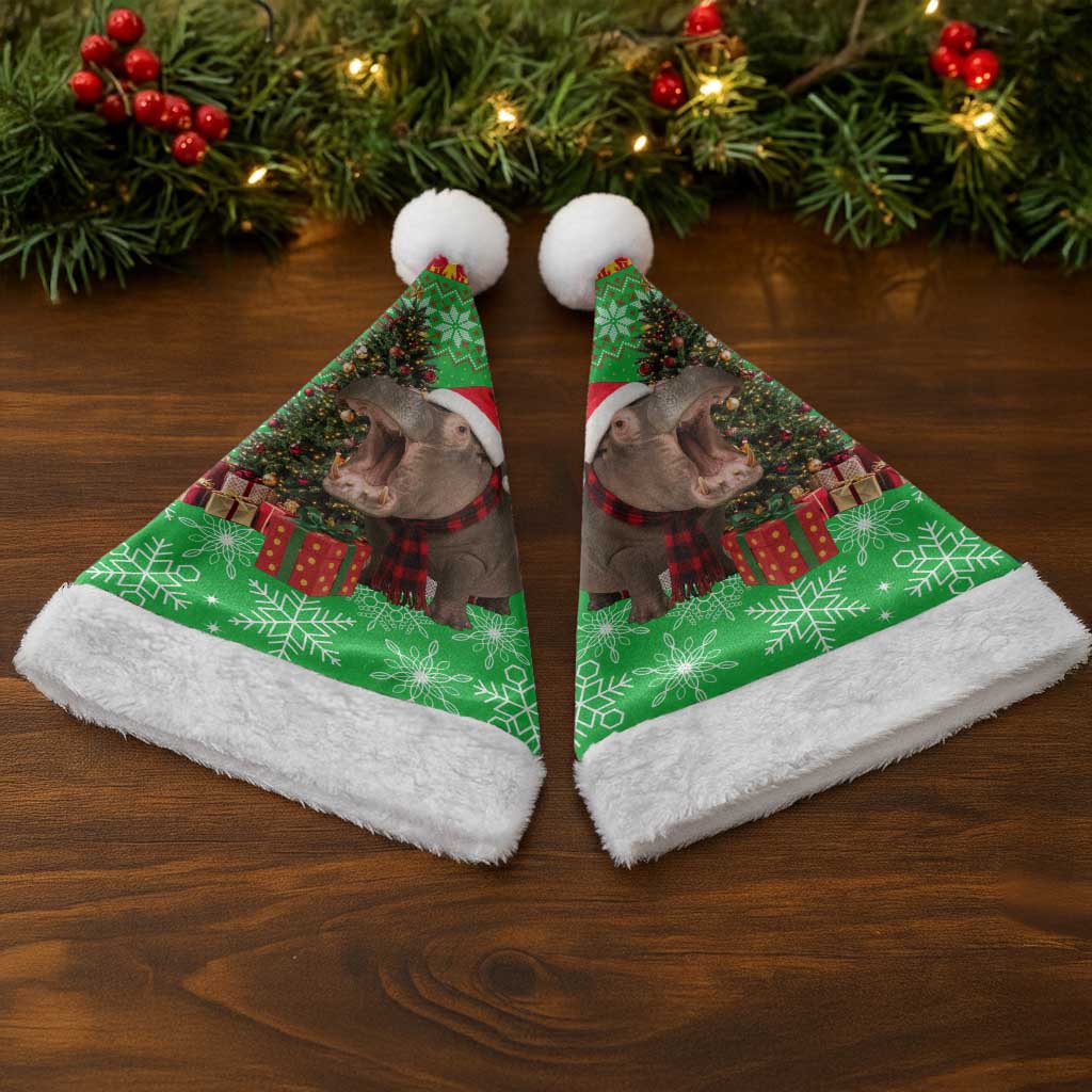 Mali Christmas Santa Hat with Hippo Santa Hat Snowflakes and Holiday Gift - Wonder Print Shop