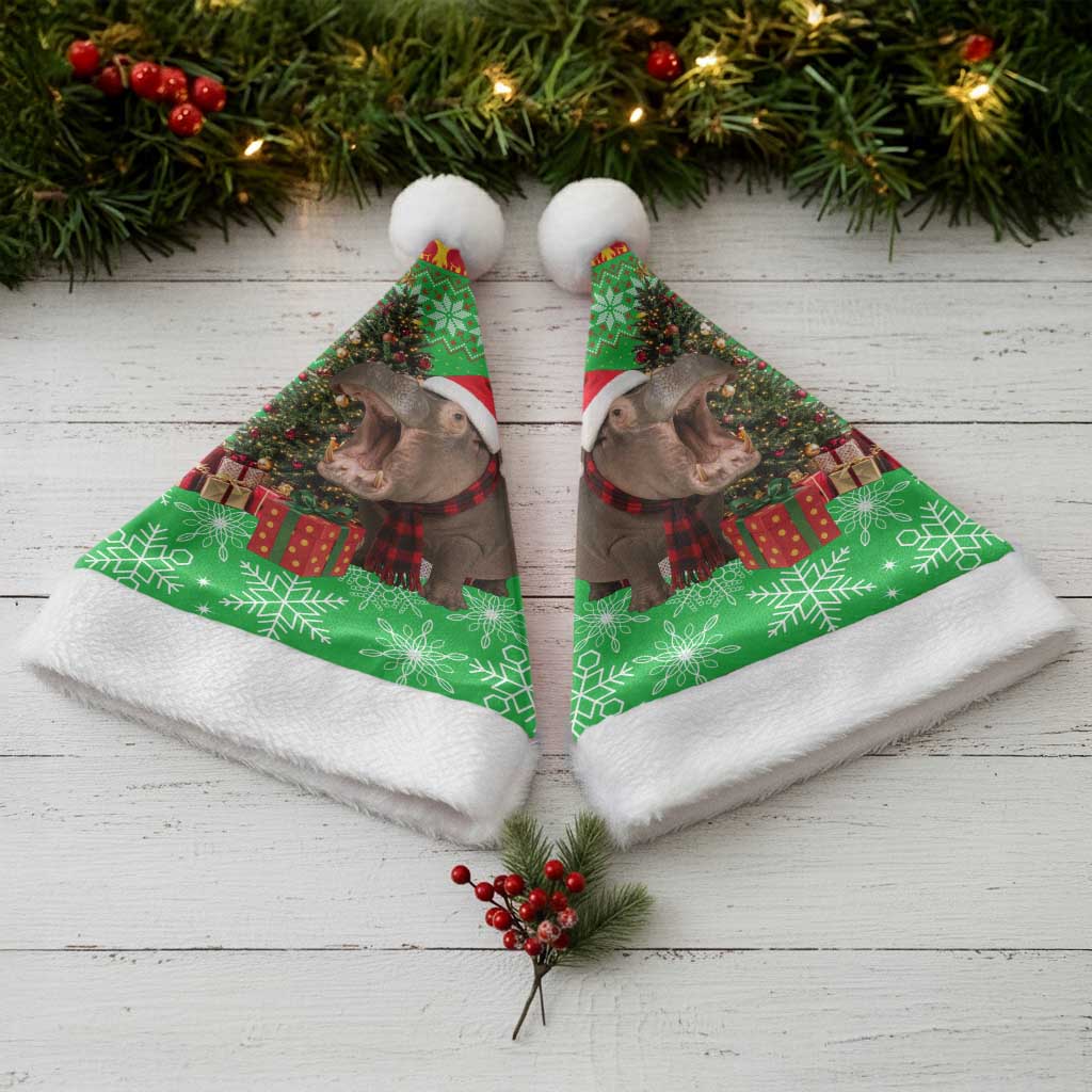 Mali Christmas Santa Hat with Hippo Santa Hat Snowflakes and Holiday Gift - Wonder Print Shop