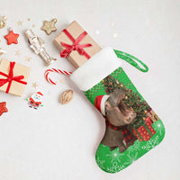 Mali Christmas Stocking with Hippo Santa Hat Snowflakes and Holiday Gift - Wonder Print Shop