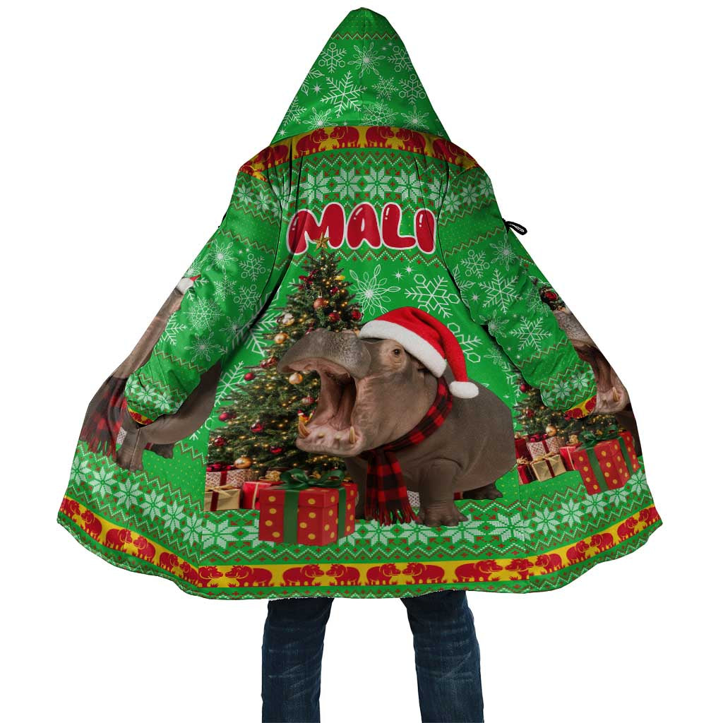 Mali Christmas Cloak with Hippo Santa Hat Snowflakes and Holiday Gift - Wonder Print Shop