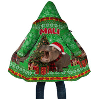 Mali Christmas Cloak with Hippo Santa Hat Snowflakes and Holiday Gift - Wonder Print Shop