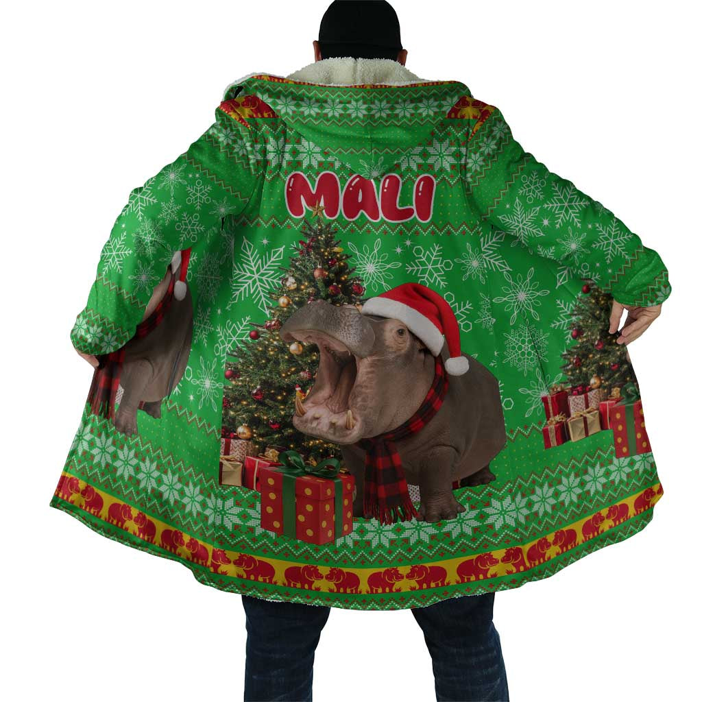 Mali Christmas Cloak with Hippo Santa Hat Snowflakes and Holiday Gift - Wonder Print Shop