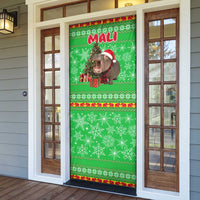 Mali Christmas Door Cover with Hippo Santa Hat Snowflakes and Holiday Gift - Wonder Print Shop