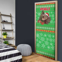 Mali Christmas Door Cover with Hippo Santa Hat Snowflakes and Holiday Gift - Wonder Print Shop