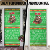 Mali Christmas Door Cover with Hippo Santa Hat Snowflakes and Holiday Gift - Wonder Print Shop