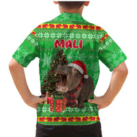 Mali Christmas Family Matching Mermaid Dress and Hawaiian Shirt with Hippo Santa Hat Snowflakes and Holiday Gift - Wonder Print Shop