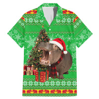Mali Christmas Family Matching Mermaid Dress and Hawaiian Shirt with Hippo Santa Hat Snowflakes and Holiday Gift - Wonder Print Shop