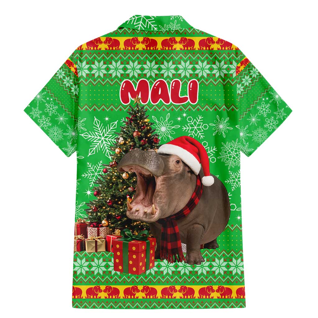Mali Christmas Family Matching Mermaid Dress and Hawaiian Shirt with Hippo Santa Hat Snowflakes and Holiday Gift - Wonder Print Shop