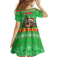 Mali Christmas Family Matching Off Shoulder Maxi Dress and Hawaiian Shirt with Hippo Santa Hat Snowflakes and Holiday Gift - Wonder Print Shop