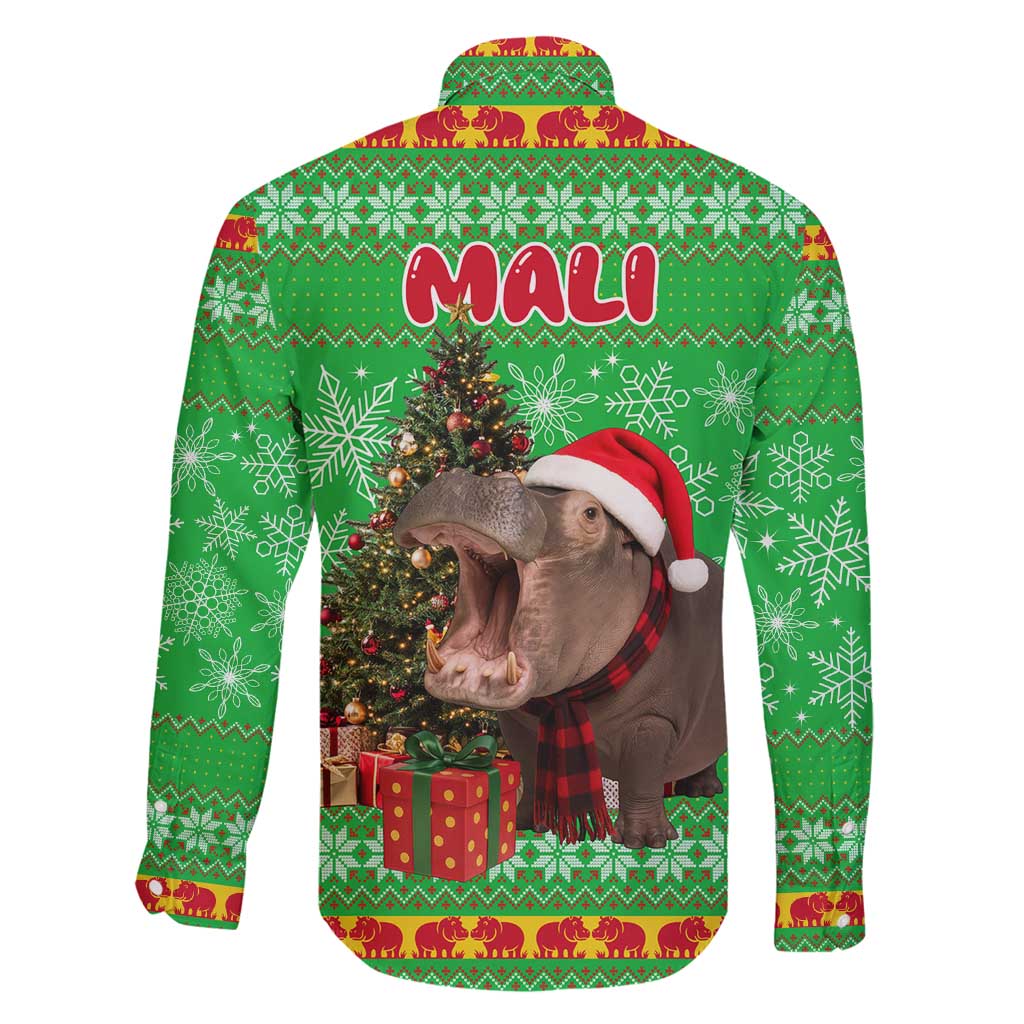 Mali Christmas Family Matching Off Shoulder Short Dress and Hawaiian Shirt with Hippo Santa Hat Snowflakes and Holiday Gift - Wonder Print Shop