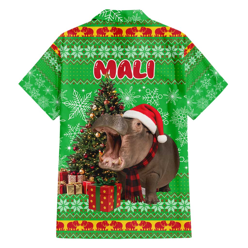 Mali Christmas Family Matching Summer Maxi Dress and Hawaiian Shirt with Hippo Santa Hat Snowflakes and Holiday Gift - Wonder Print Shop