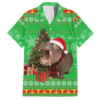 Mali Christmas Hawaiian Shirt with Hippo Santa Hat Snowflakes and Holiday Gift - Wonder Print Shop