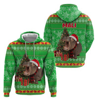 Mali Christmas Hoodie with Hippo Santa Hat Snowflakes and Holiday Gift - Wonder Print Shop