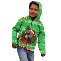 Mali Christmas Kid Hoodie with Hippo Santa Hat Snowflakes and Holiday Gift - Wonder Print Shop