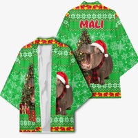Mali Christmas Kimono with Hippo Santa Hat Snowflakes and Holiday Gift - Wonder Print Shop