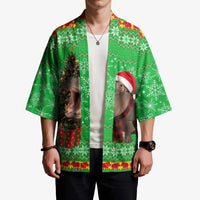 Mali Christmas Kimono with Hippo Santa Hat Snowflakes and Holiday Gift - Wonder Print Shop