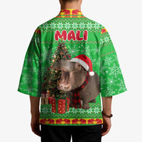Mali Christmas Kimono with Hippo Santa Hat Snowflakes and Holiday Gift - Wonder Print Shop