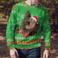 Mali Christmas Ugly Christmas Sweater with Hippo Santa Hat Snowflakes and Holiday Gift - Wonder Print Shop