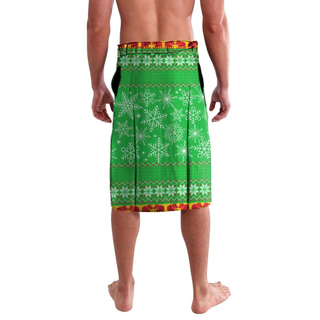 Mali Christmas Lavalava with Hippo Santa Hat Snowflakes and Holiday Gift - Wonder Print Shop