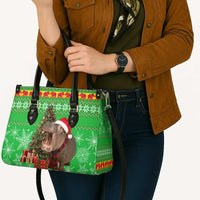 Mali Christmas Leather Bag with Hippo Santa Hat Snowflakes and Holiday Gift - Wonder Print Shop