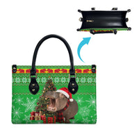 Mali Christmas Leather Bag with Hippo Santa Hat Snowflakes and Holiday Gift - Wonder Print Shop
