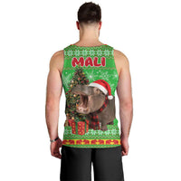 Mali Christmas Men Tank Top with Hippo Santa Hat Snowflakes and Holiday Gift - Wonder Print Shop