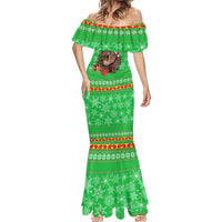 Mali Christmas Mermaid Dress with Hippo Santa Hat Snowflakes and Holiday Gift - Wonder Print Shop