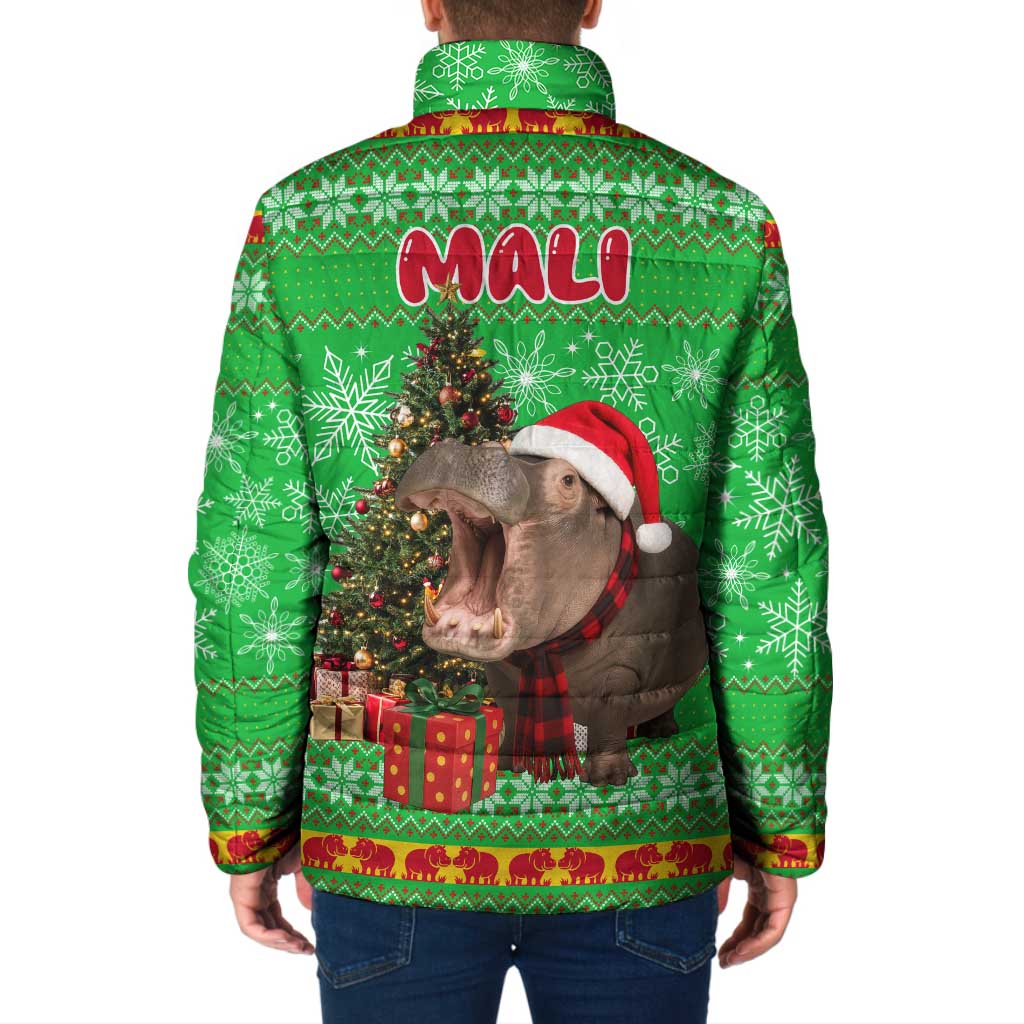 Mali Christmas Padded Jacket with Hippo Santa Hat Snowflakes and Holiday Gift - Wonder Print Shop