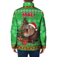 Mali Christmas Padded Jacket with Hippo Santa Hat Snowflakes and Holiday Gift - Wonder Print Shop