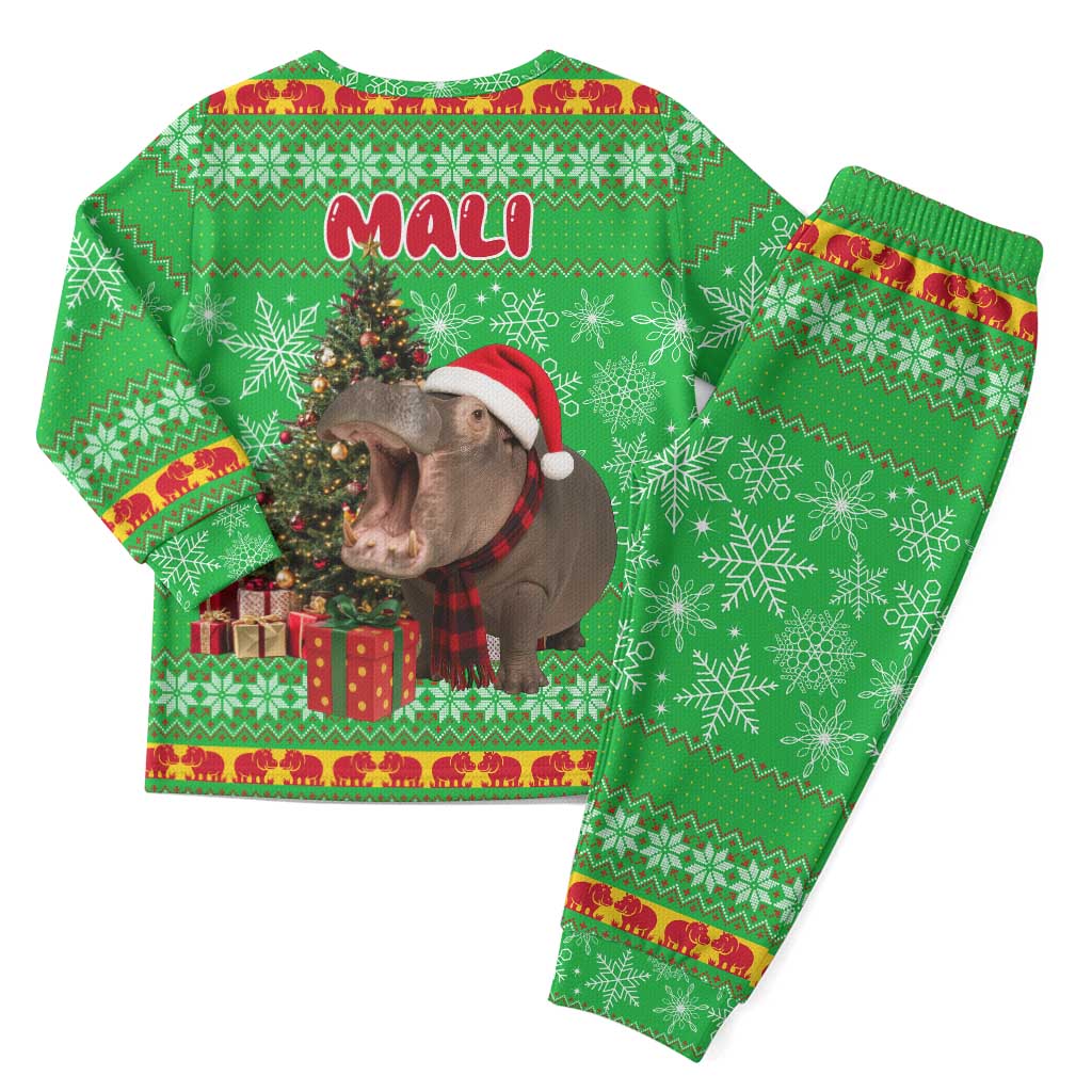 Mali Christmas Pajama Set with Hippo Santa Hat Snowflakes and Holiday Gift - Wonder Print Shop