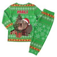 Mali Christmas Pajama Set with Hippo Santa Hat Snowflakes and Holiday Gift - Wonder Print Shop