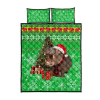 Mali Christmas Quilt Bed Set with Hippo Santa Hat Snowflakes and Holiday Gift - Wonder Print Shop