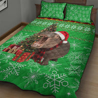 Mali Christmas Quilt Bed Set with Hippo Santa Hat Snowflakes and Holiday Gift - Wonder Print Shop
