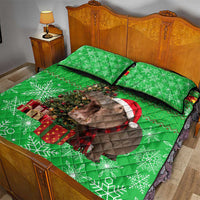 Mali Christmas Quilt Bed Set with Hippo Santa Hat Snowflakes and Holiday Gift - Wonder Print Shop