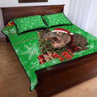Mali Christmas Quilt Bed Set with Hippo Santa Hat Snowflakes and Holiday Gift - Wonder Print Shop