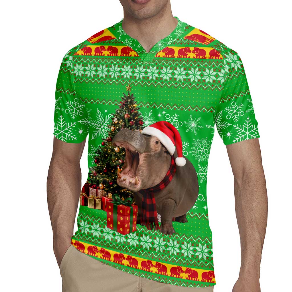 Mali Christmas Rugby Jersey with Hippo Santa Hat Snowflakes and Holiday Gift - Wonder Print Shop