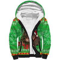 Mali Christmas Sherpa Hoodie with Hippo Santa Hat Snowflakes and Holiday Gift - Wonder Print Shop