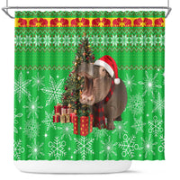 Mali Christmas Shower Curtain with Hippo Santa Hat Snowflakes and Holiday Gift - Wonder Print Shop