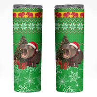 Mali Christmas Skinny Tumbler with Hippo Santa Hat Snowflakes and Holiday Gift - Wonder Print Shop