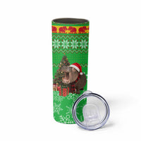 Mali Christmas Skinny Tumbler with Hippo Santa Hat Snowflakes and Holiday Gift - Wonder Print Shop