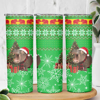 Mali Christmas Skinny Tumbler with Hippo Santa Hat Snowflakes and Holiday Gift - Wonder Print Shop